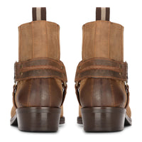 Mens Western Cowboy Tan Boot Vintage Square Toe Country Hunting Hiking Real Leather Riding Bikers