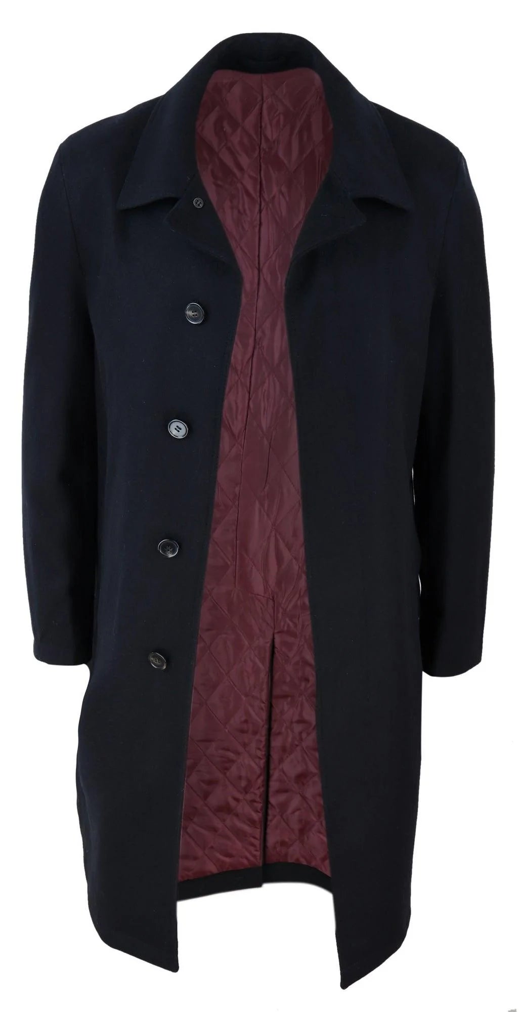 Mens Long Black Wool Overcoat