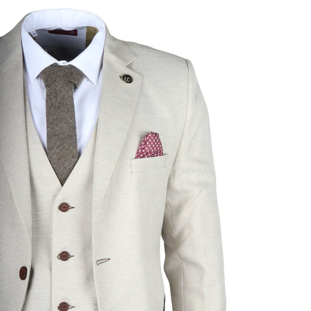 IM05 - Men's 3 Piece Cream Classic Wedding Suit