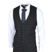 IM3 Men's Black Checked Tailored Fit 3-Piece Suit
