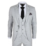 IM3 Men's Grey Checked Tailored Fit 3-Piece Suit
