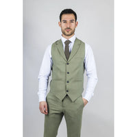 TP-22 Men's Sage 3-Piece Linen Summer Wedding Suit