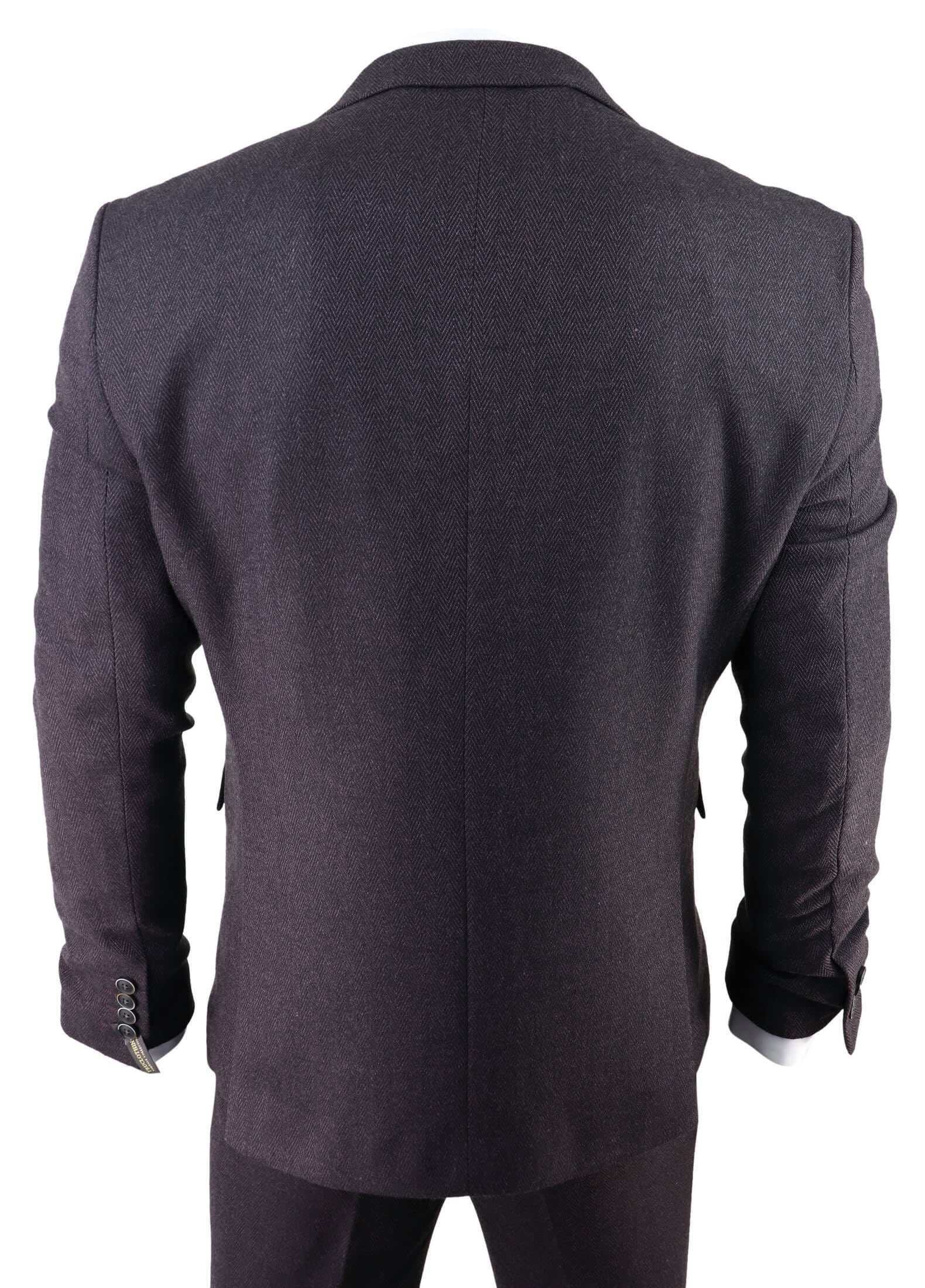 Men's Plum Herringbone Tweed 3 Piece Suit