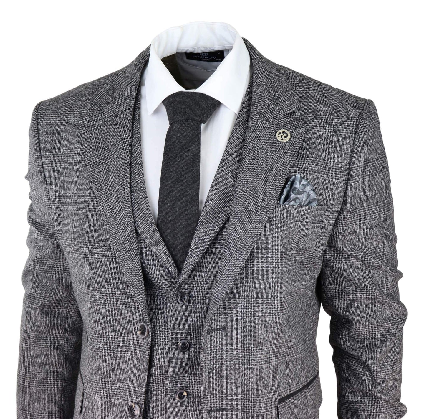 Men's Grey Glen Check 3 Piece Suit