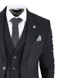 Men's Black Glen Check 3 Piece Suit