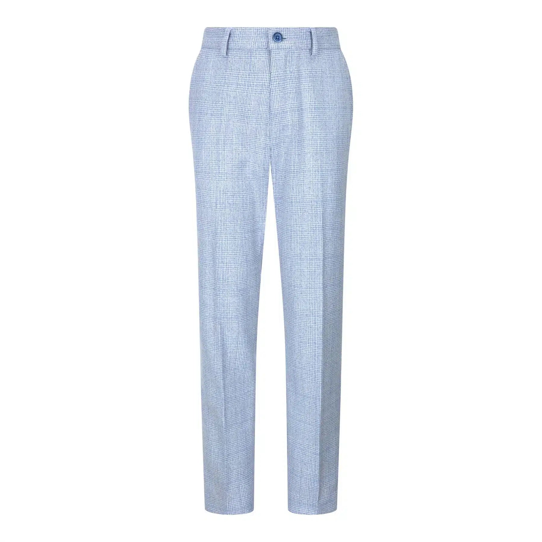 Boys 3 Piece Check Suit Tweed Light Blue Tailored Fit Wedding Peaky Classic