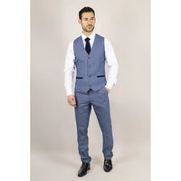 Earl Men's 3-Piece Blue Checked Tailored Suit
