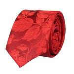 Men's Tie Pocket Sqaure Set Formal Floral Necktie - Red
