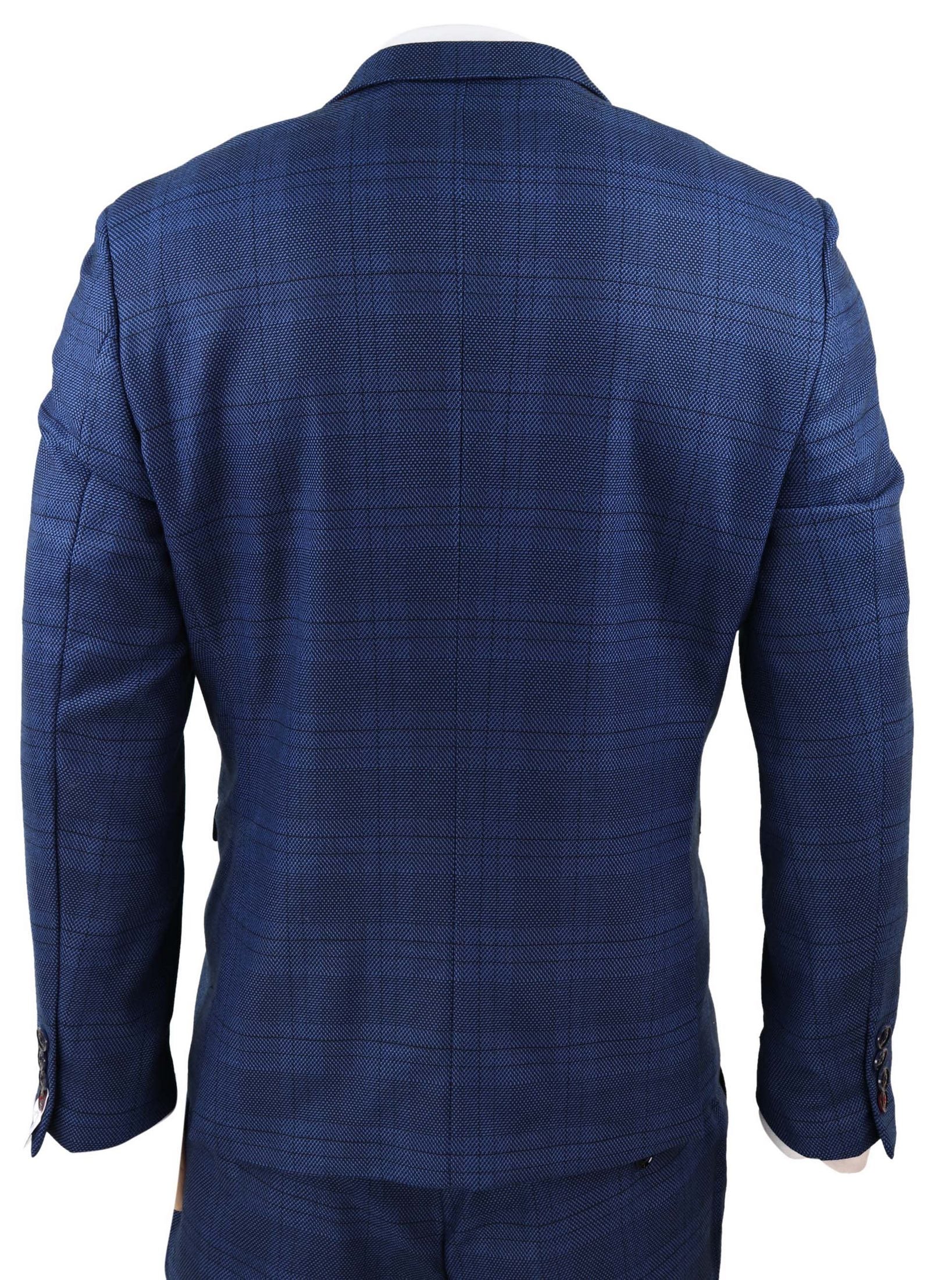 Marc Darcy Jerry - Blue 3 Piece Check Suit