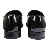 Men's Slip On Tassel Velvet Detailed Patent Black Loafers