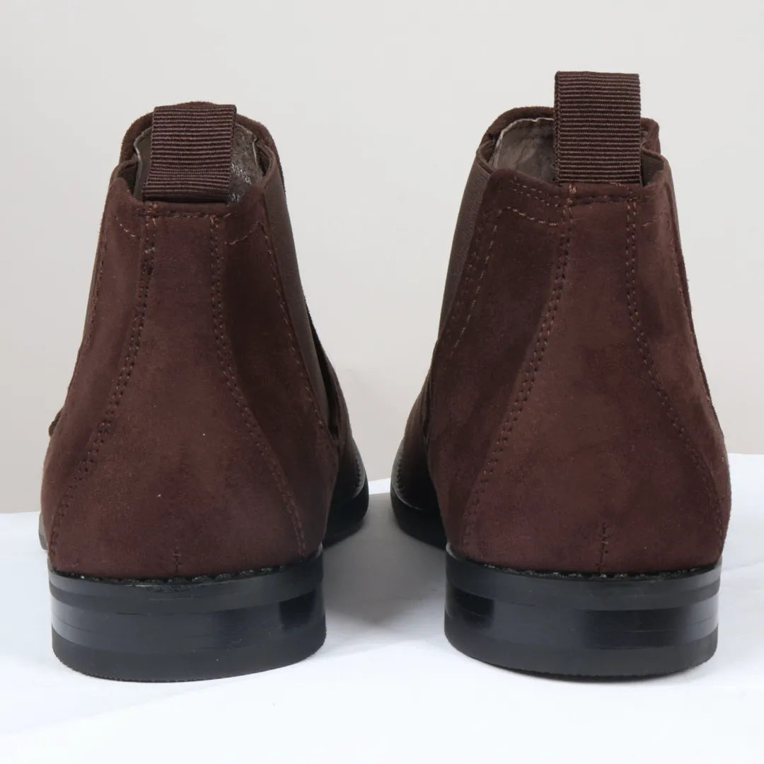 Men's Slip On Brown Suede Leather Lined Chelsea Boots