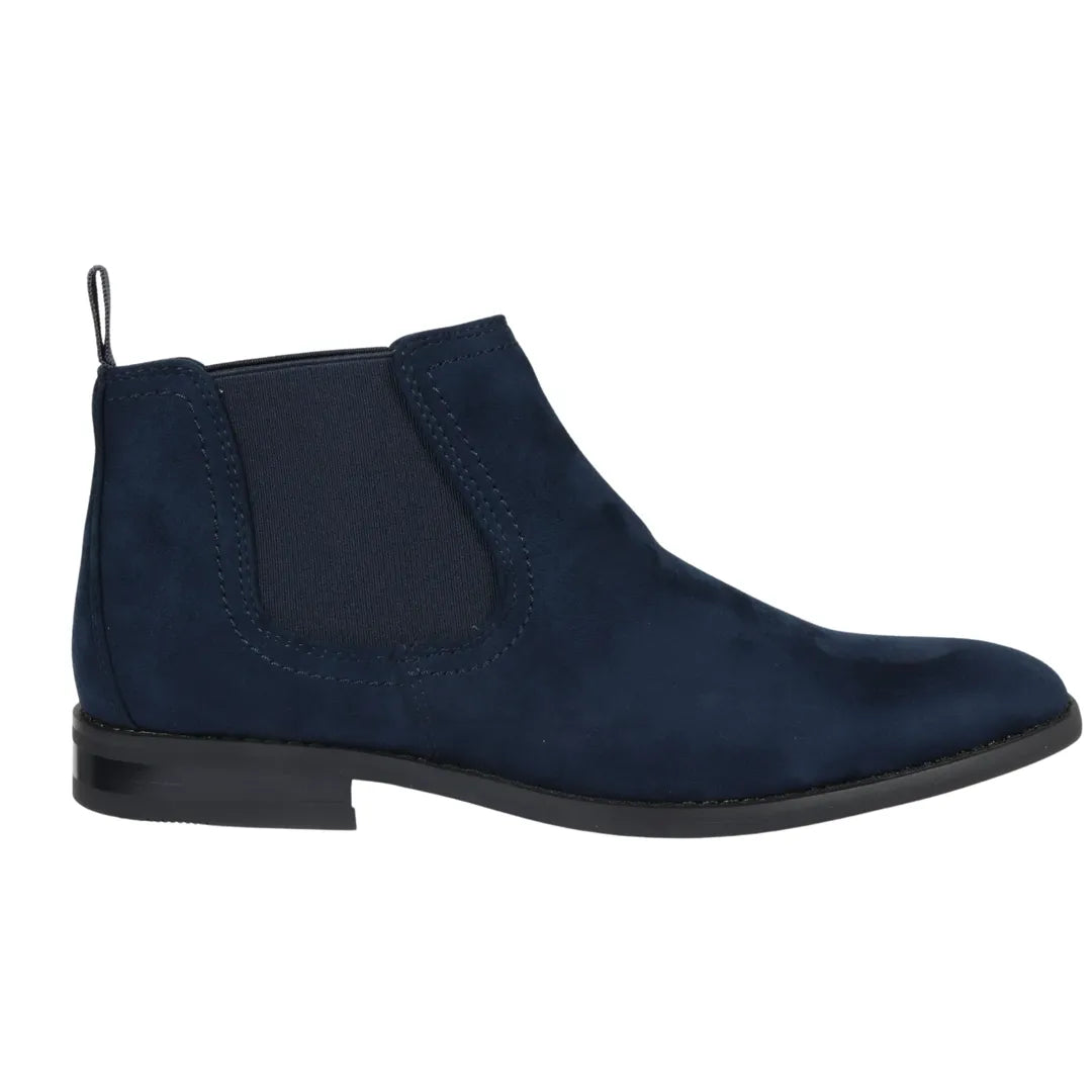 Men's Slip On Navy Suede Leather Lined Chelsea Boots