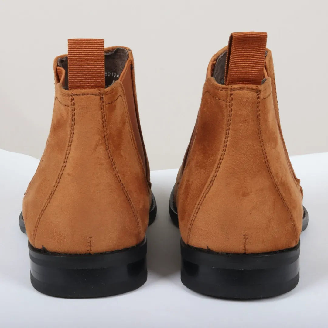 Men's Slip On Tan Brown Suede Leather Lined Chelsea Boots