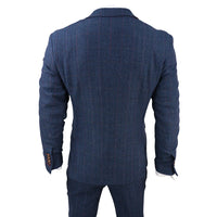 Scott Men's Blue 3-Piece Tweed Check Suit