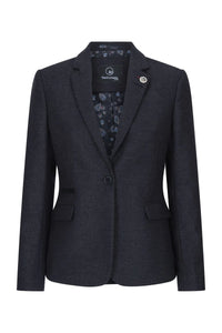 Women Black jacket Tweed Herringbone Wool Classic Smart Casual Vintage 1920s