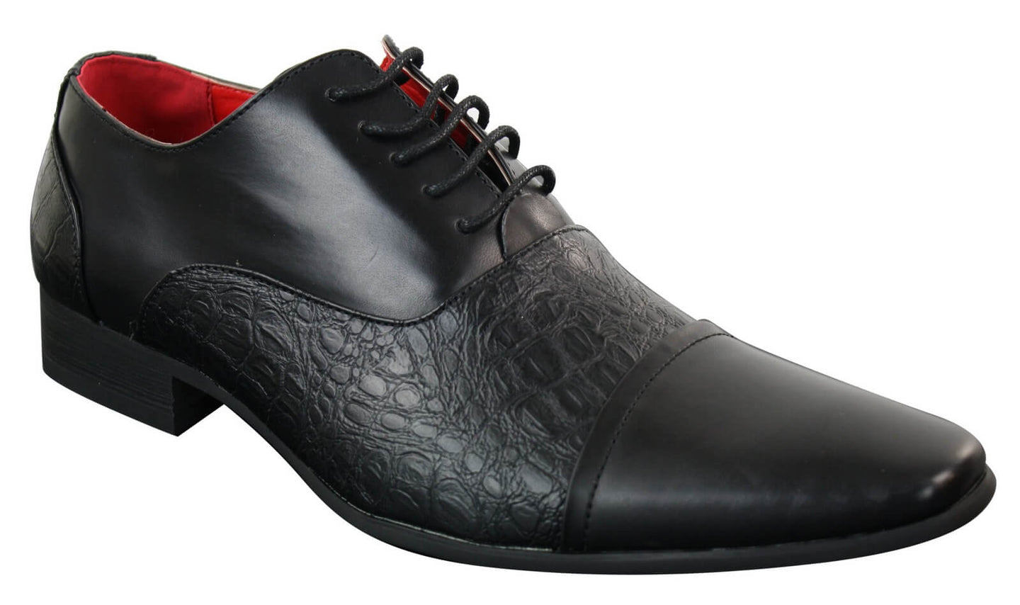 Mens Black Shiny Patent PU Leather Shoes