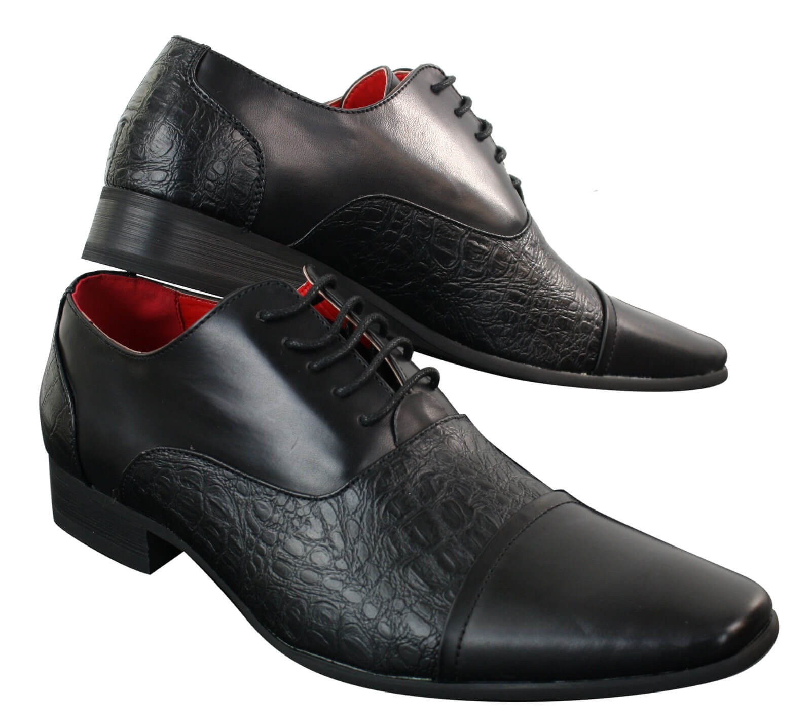 Mens Black Shiny Patent PU Leather Shoes