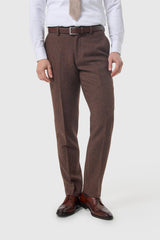 Thomas – Herrenhose aus braunem Wollmischgewebe mit Fischgrätmuster