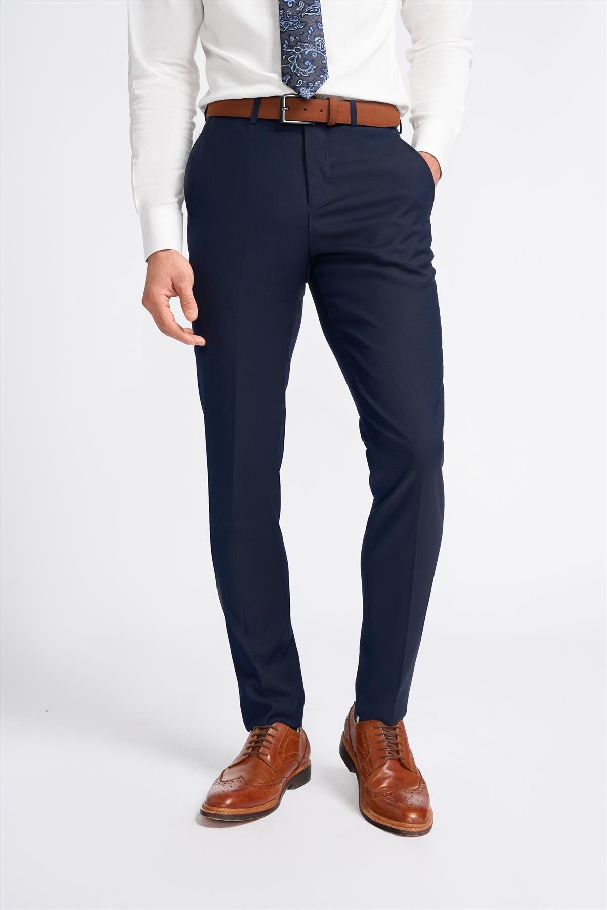 Baresi - Klassische Hose für Herren, einfarbig, Marineblau