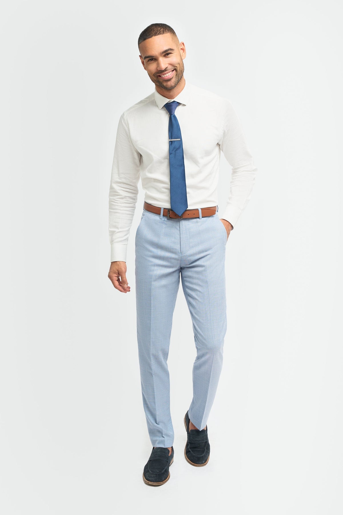 Miami – Blaue Crosshatch-Hose für Herren