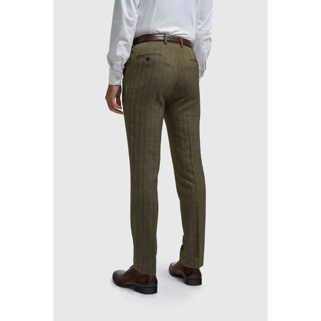 Damon - Herren-Tweedhose in Olivgrün