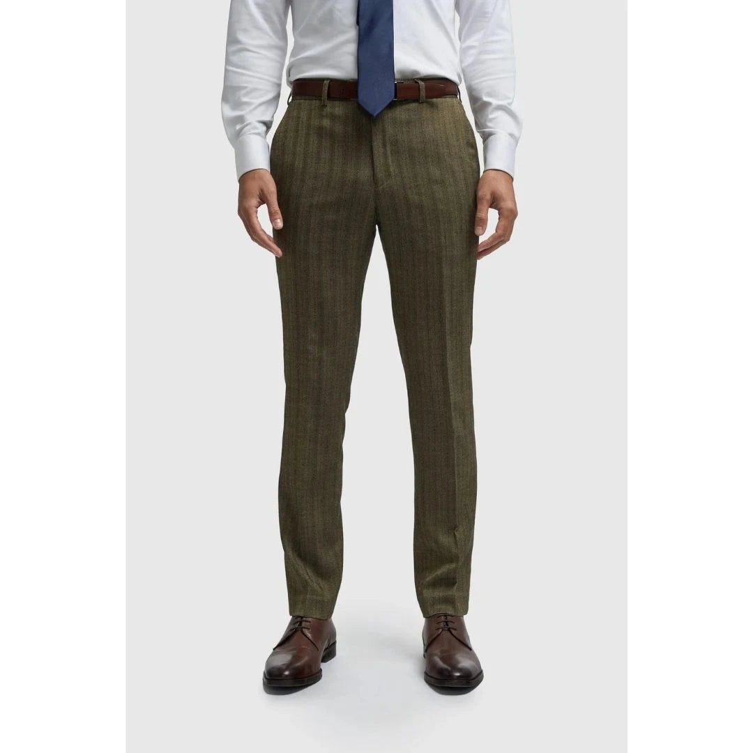 Damon - Herren-Tweedhose in Olivgrün