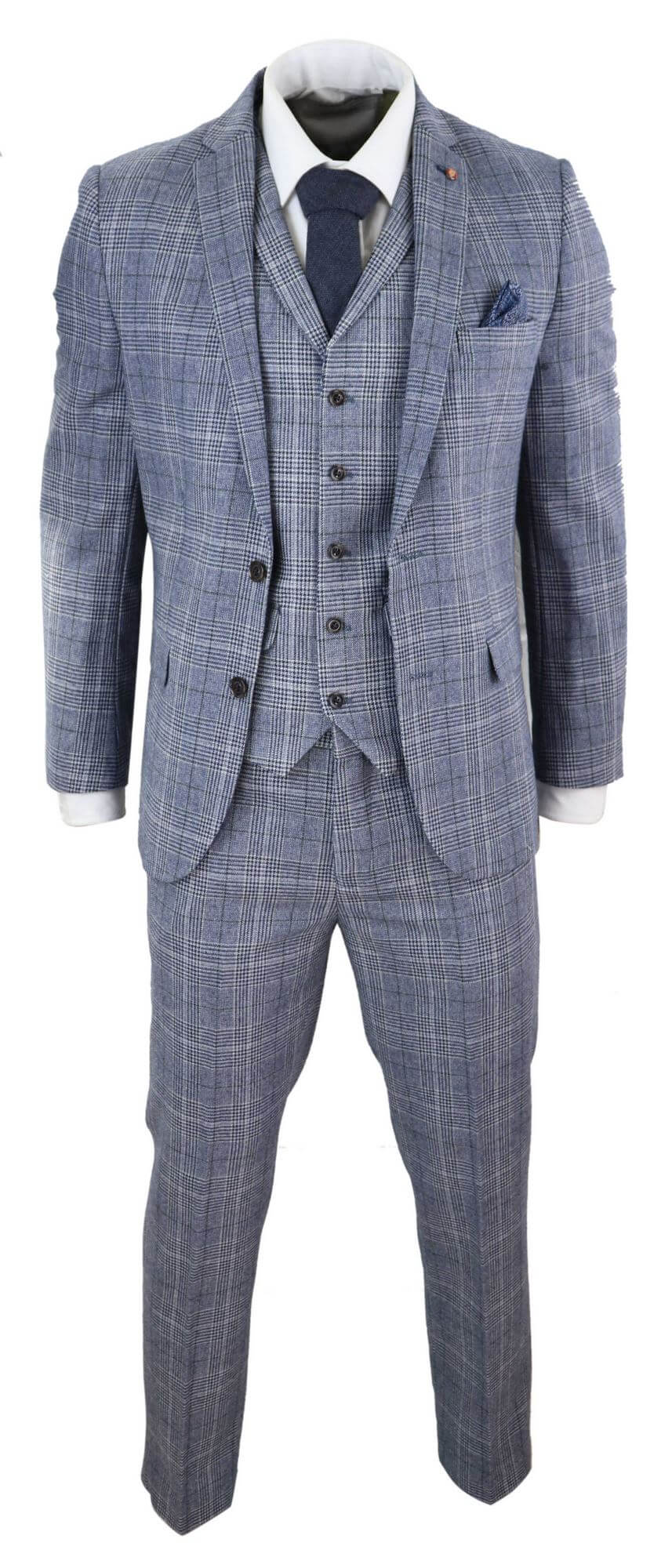 Harry Brown - Men's Grey-Blue Prince of Whales 3 Piece Suit