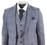 Harry Brown - Men's Grey-Blue Prince of Whales 3 Piece Suit