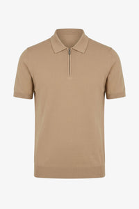 Beiges Poloshirt mit Reißverschlusskragen für Herren