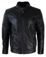 Genuine Real Leather Black Biker Mens Jacket Retro Vintage Tailored Fit UK