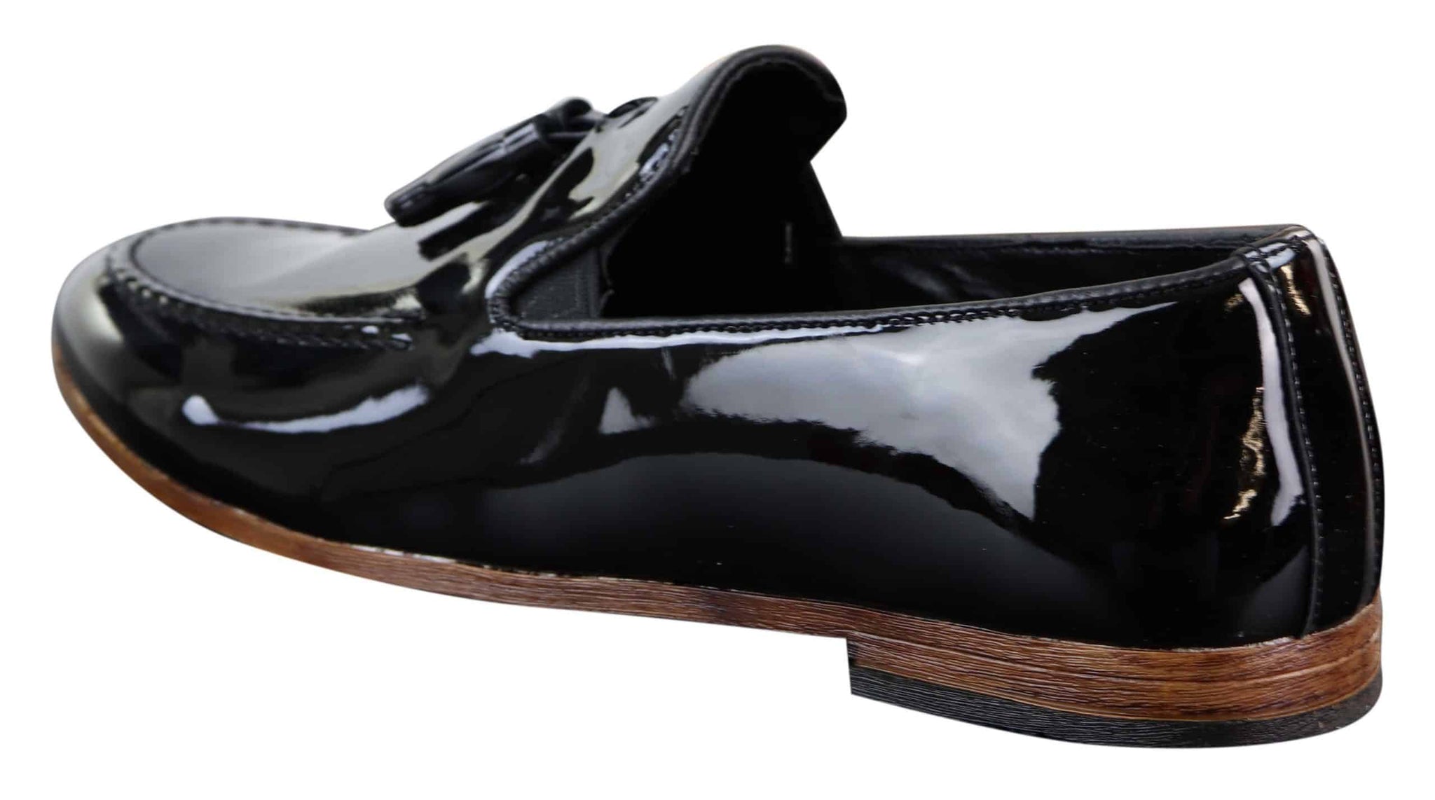Mens Patent Black Tassel Shoes