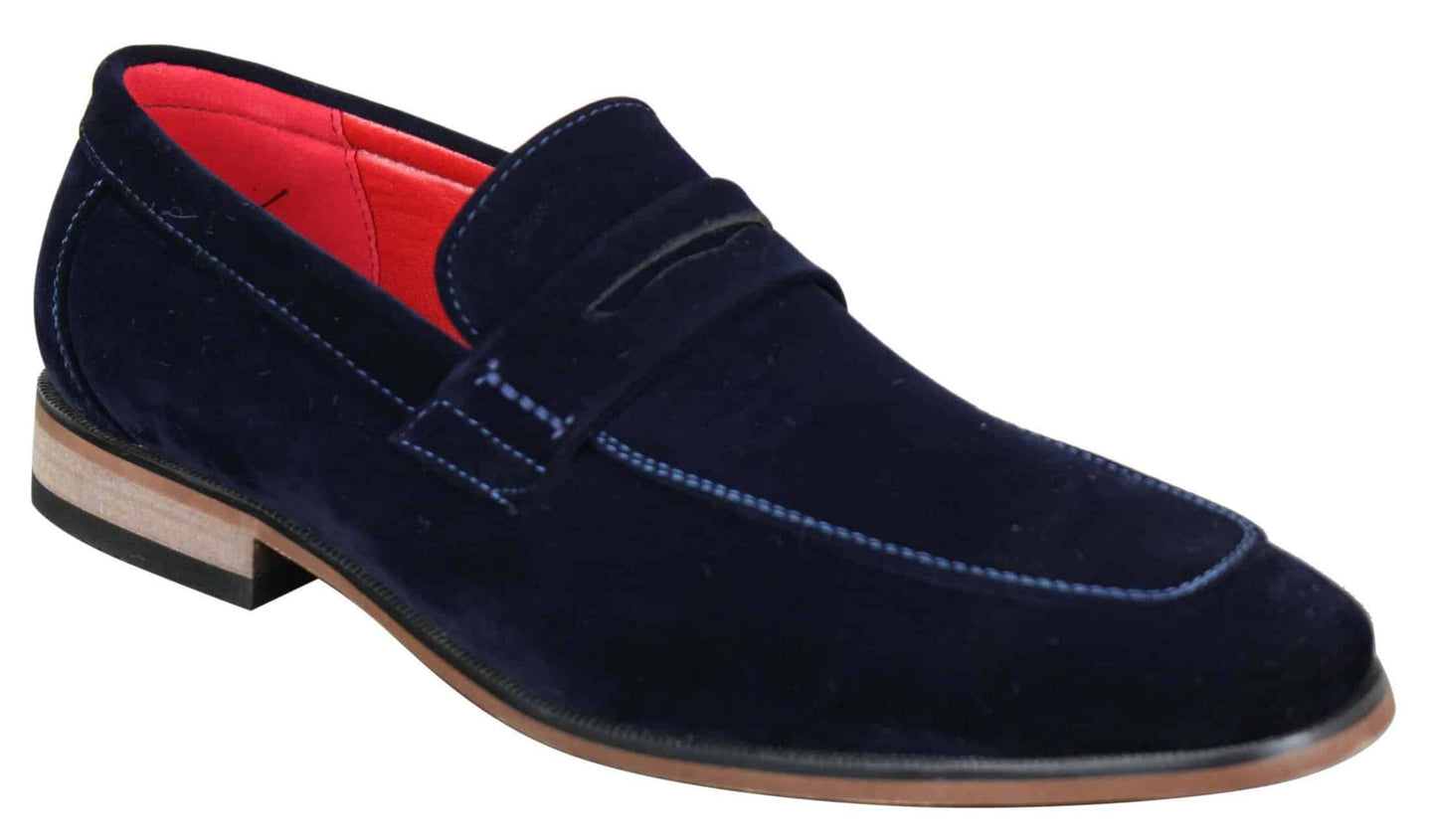 Fiorello 1807 - Mens Suede Faux Slip Onl Shoes Italian Design Classic Loafers