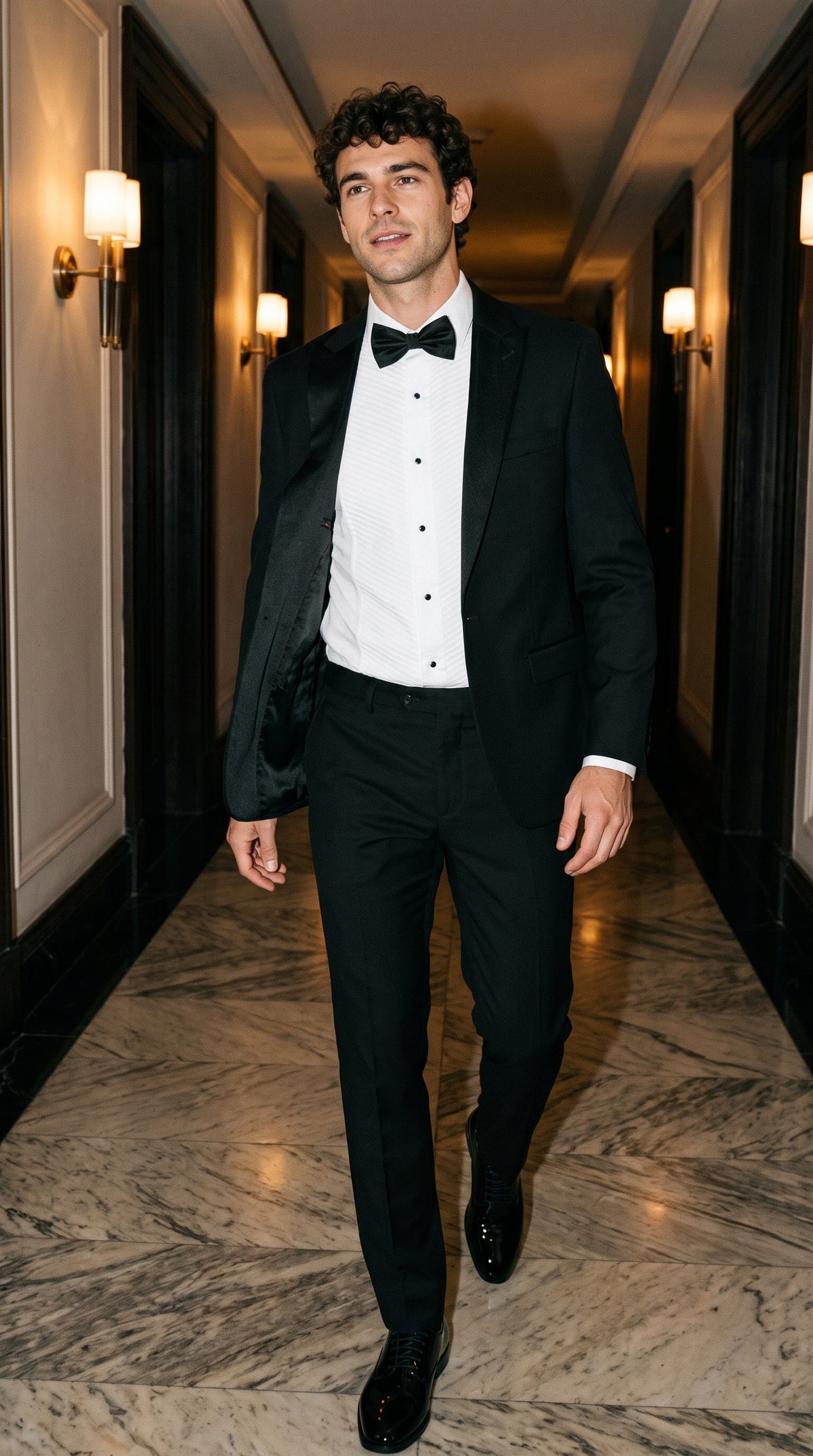 Look #799 styled with Aspen – Schwarzer Smoking für Herren, zweiteiliger Hochzeitsanzug