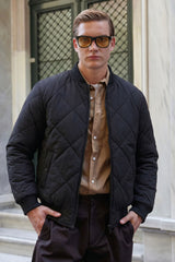 Schwarze und beige, wendbare Bomberjacke für Herren, leichte Steppjacke, 2-in-1
