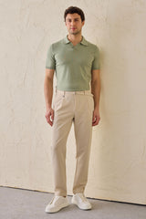 Beige Herren-Gurkha-Hose mit Bundfalten, verstellbarer Bund, taillierte, schmal zulaufende Passform