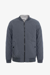 Wendbare Herren-Bomberjacke in Grau und Beige, leicht, gesteppt, 2-in-1