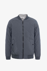 Wendbare Herren-Bomberjacke in Grau und Beige, leicht, gesteppt, 2-in-1