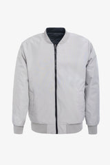 Wendbare Herren-Bomberjacke in Grau und Beige, leicht, gesteppt, 2-in-1