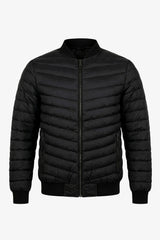 Schwarze, gesteppte Herren-Bomberjacke, leicht, wattiert, mit Reißverschluss