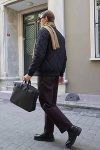 Schwarze und beige, wendbare Bomberjacke für Herren, leichte Steppjacke, 2-in-1