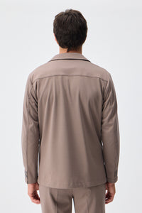 Herrenblazer aus weichem Jersey in Taupe-Braun, elegant-lässig