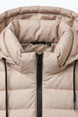 Beige Herren-Steppjacke mit Kapuze, leicht, gesteppt, mit Reißverschluss