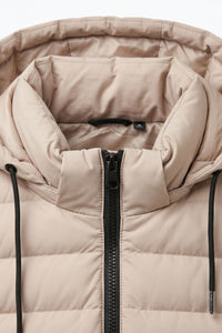 Beige Herren-Steppjacke mit Kapuze, leicht, gesteppt, mit Reißverschluss