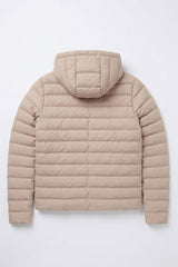 Beige Herren-Steppjacke mit Kapuze, leicht, gesteppt, mit Reißverschluss