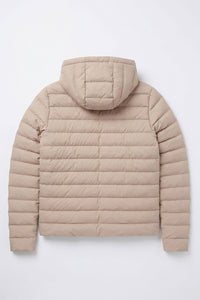 Beige Herren-Steppjacke mit Kapuze, leicht, gesteppt, mit Reißverschluss