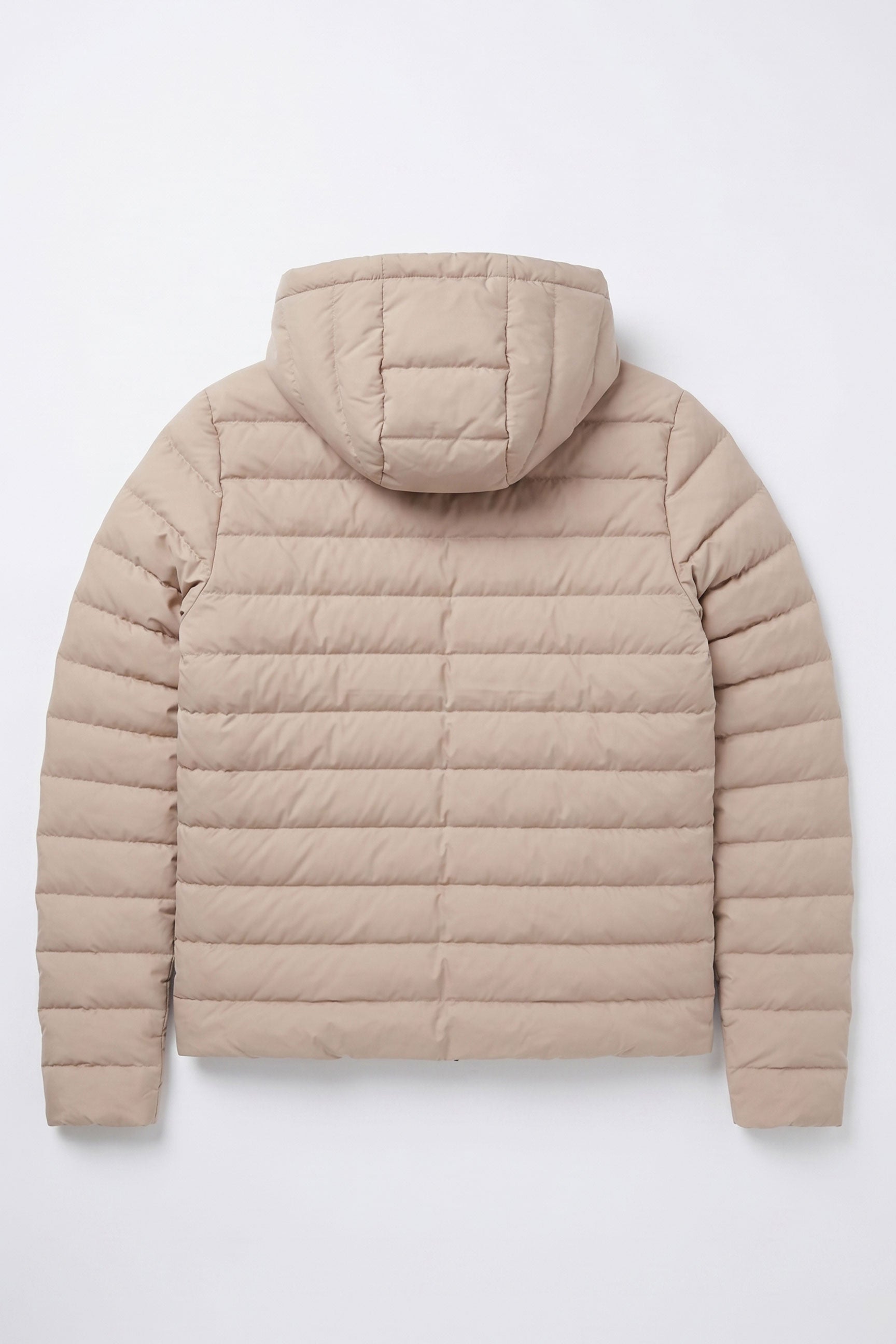 Beige Herren-Steppjacke mit Kapuze, leicht, gesteppt, mit Reißverschluss