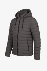 Graue Herren-Steppjacke mit Kapuze, leicht, gesteppt, mit Reißverschluss