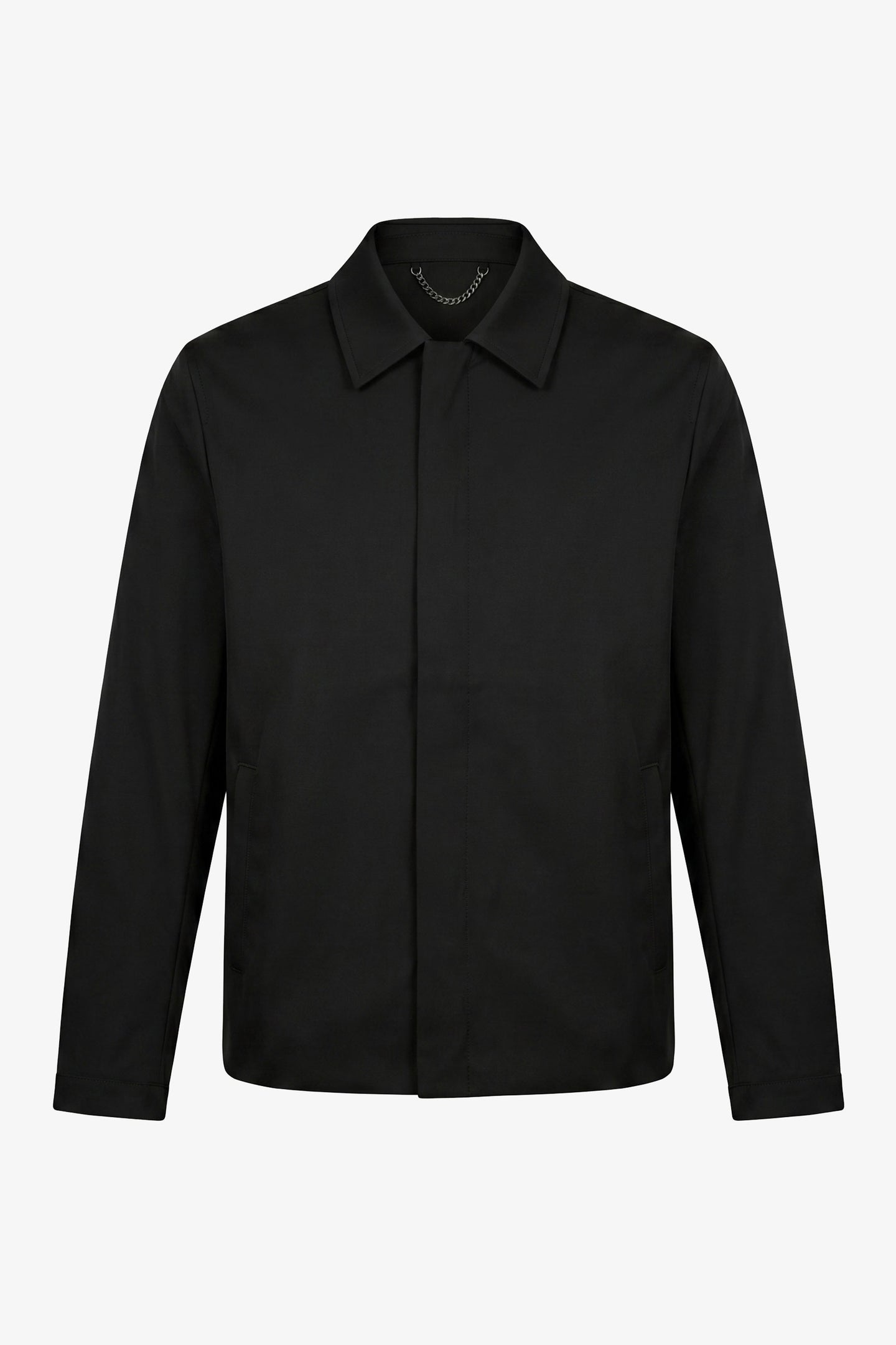 Schwarze, wasserdichte Harrington-Jacke für Herren mit Kragen