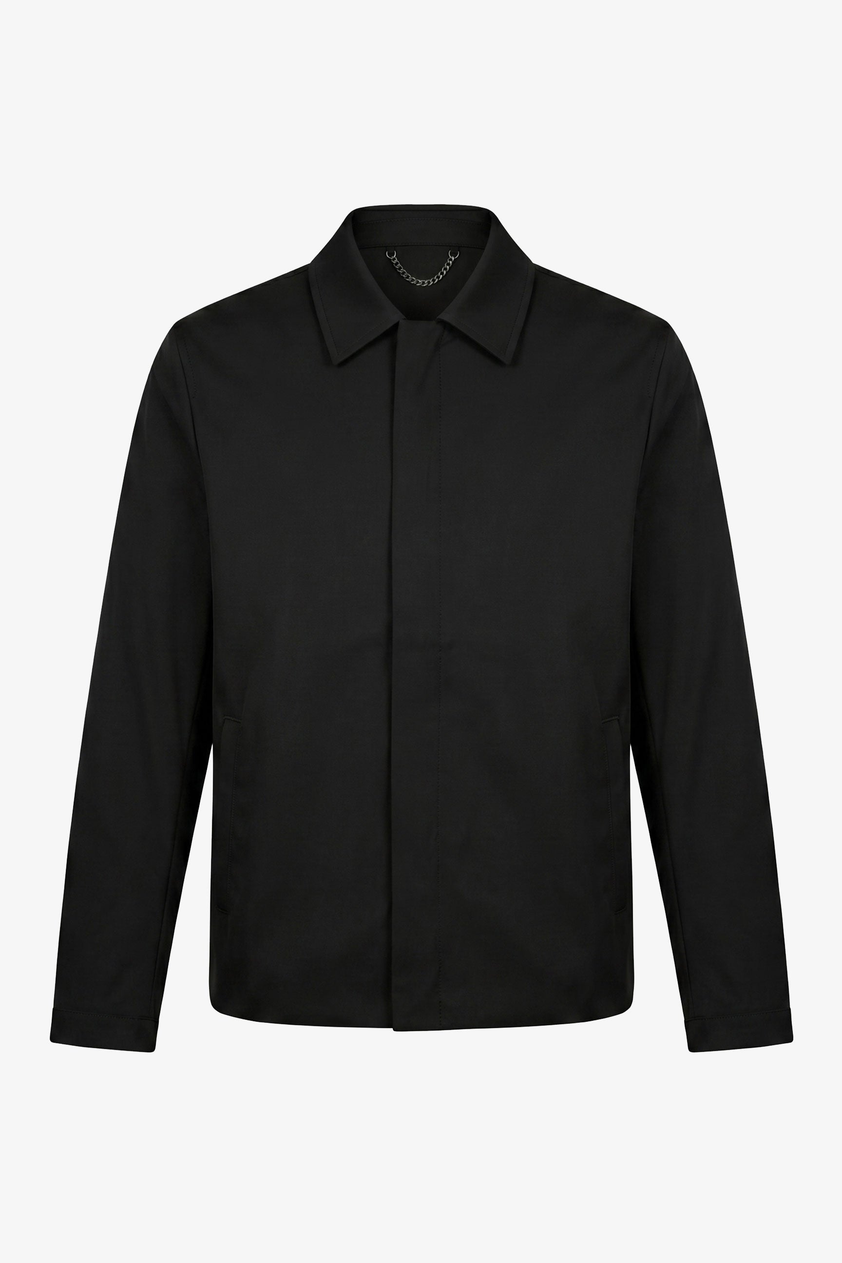 Schwarze, wasserdichte Harrington-Jacke für Herren mit Kragen