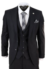 Mens Classic Black 3 Piece Suit